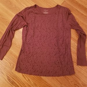 Van Heusen lace design overlay long-sleeved top